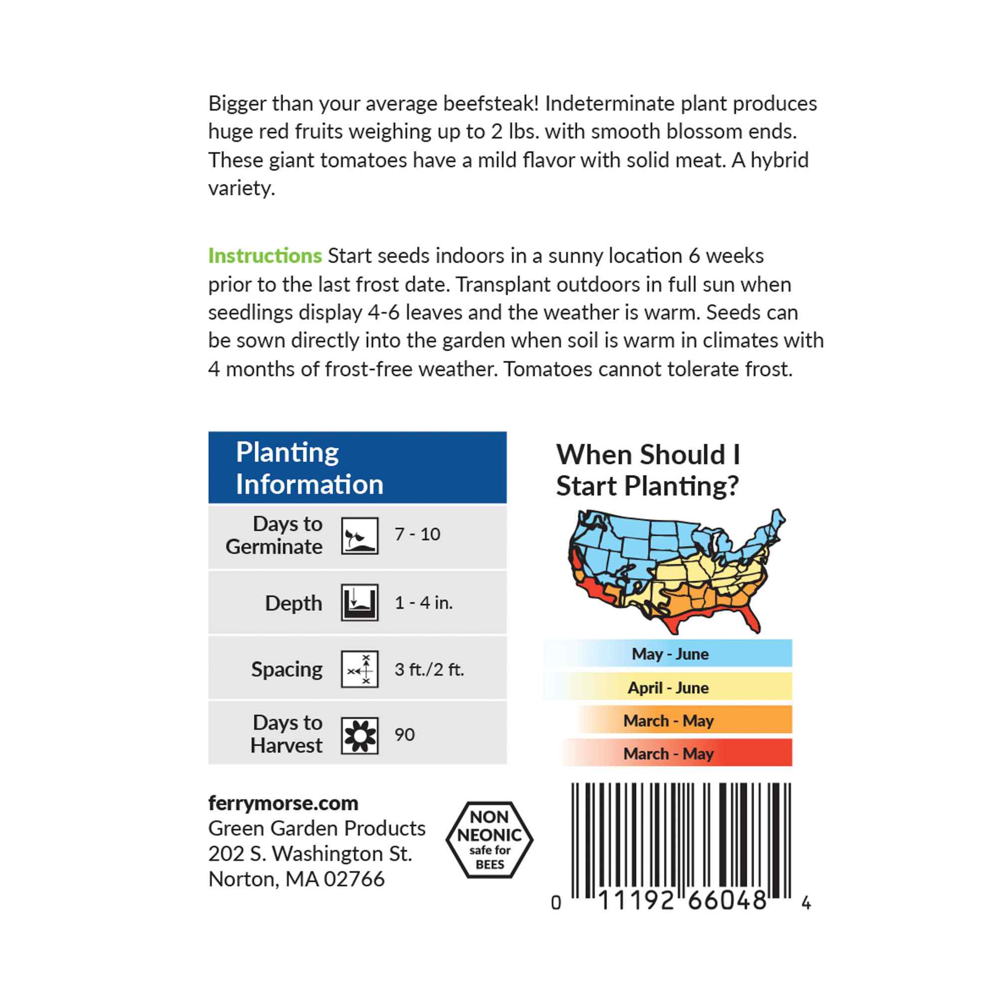 Ferry-Morse tomato beefed up beefsteak seed packet